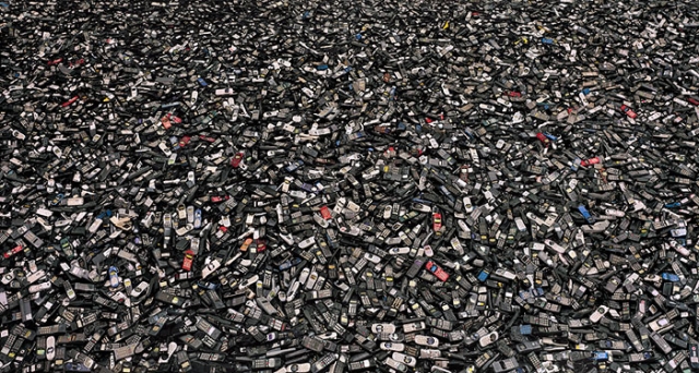 Discarded Cell Phones in a Garbage Dump